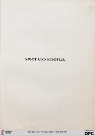 1: Kunst und Künstler: illustrierte Monatsschrift für bildende Kunst und Kunstgewerbe