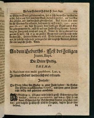 289-295, An dem Geburths-Fest des heiligen Joann. Bapt. Die Dritte Predig