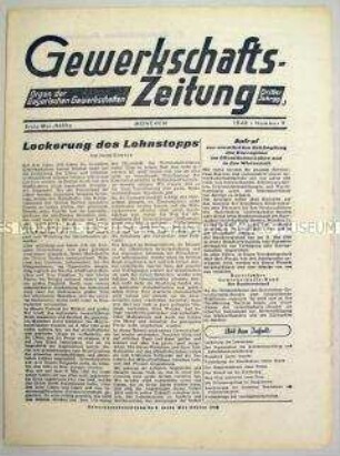 Mitteilungsblatt der Bayrischen Gewerkschaften "Gewerkschafts-Zeitung"