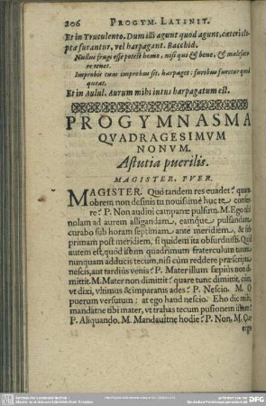 Progymnasma Quadragesimum Nonum. Astutia puerilis