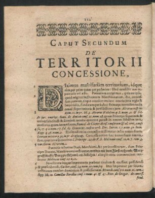 Caput Secundum De Territorii Concessione