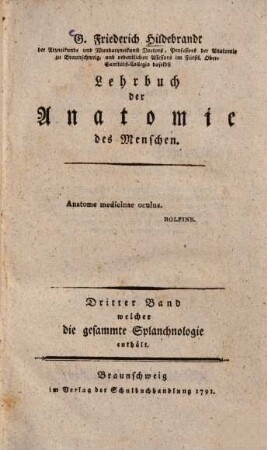 Lehrbuch der Anatomie des Menschen, 3