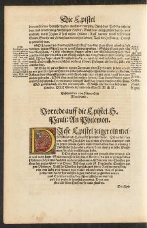 Vorrede auff die Epistel S. Pauli: An Philemon.