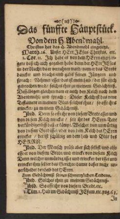 Das fünffte Häuptstück. Von dem H. Abendmahl