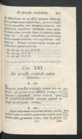 Cap. XXI. De processu criminali contra absentes