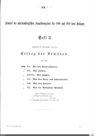 Hauptfinanzetat 1909-1910, Heft 9
