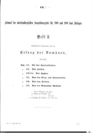 Hauptfinanzetat 1909-1910, Heft 9