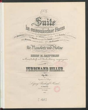 Suite in canonischer Form : für Pianoforte und Violine ; op. 86