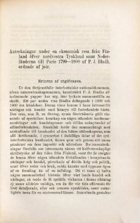 Anteckningar under en resa till Tyskland, Nederländerna och Paris åren 1799-1800