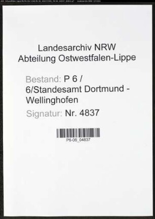 Heiratsregister Standesamt Dortmund-Wellinghofen (XXI)