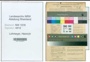 Entnazifizierung Heinrich Lohmeyer , geb. 25.04.1906 (Metzger)