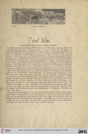Paul Klee: Eine biographische Skizze nach eigenen Angaben des Künstlers