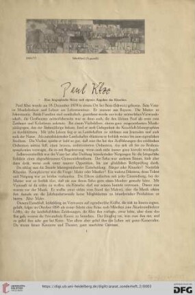 Paul Klee: Eine biographische Skizze nach eigenen Angaben des Künstlers
