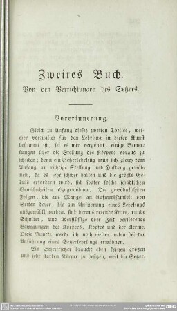 Zweites Buch. Von den Verrichtungen des Setzers