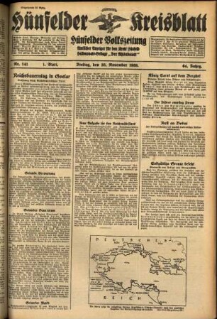 Erste Ausgabe vom Freitag, den 25. November 1938.
