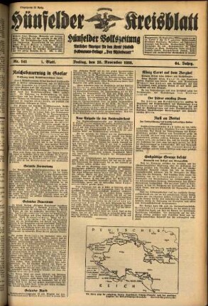 Erste Ausgabe vom Freitag, den 25. November 1938.