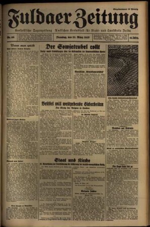 Erste Ausgabe vom Dienstag, den 23. März 1937.