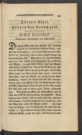 Zweyter Theil. Praxis der Aerostatik