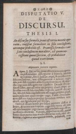 Disputatio V. De Discursu