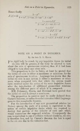 Note on a point in dynamics.