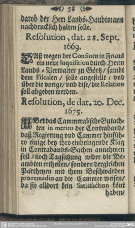 Resolution, dat. 28. Sept. 1669