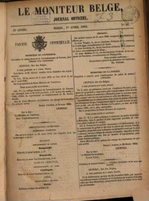 Moniteur belge : journal officiel = Belgisch staatsblad. 1862,4 = Jg. 32