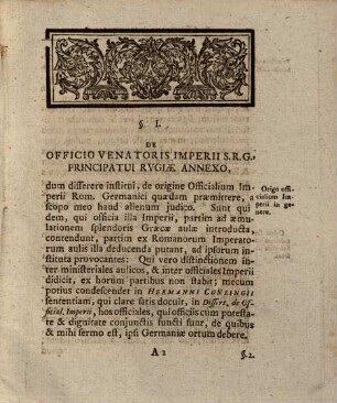 Diss. acad. de officio venatoris imperii principatui Rugiae annexo