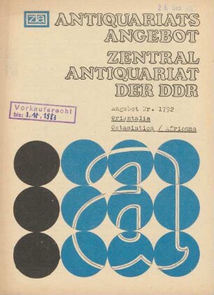 Nr. 1792: Orientalia/Ostasiatica/Africana