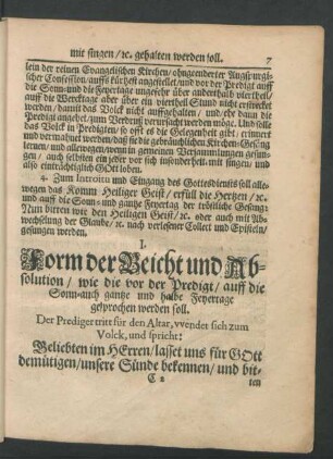 I. [III.] Form der Beicht und Absolution / ...