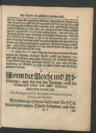 I. [III.] Form der Beicht und Absolution / ...