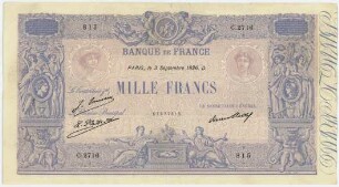Geldschein, 1.000 Francs, 3.9.1926