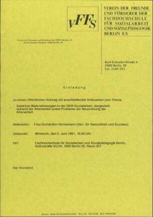 Selektive Wahrnehmung der DDR-Sozialarbeit, dargestellt anhand der Altenarbeit sowie Probleme der Neuordnung der Altenarbeit