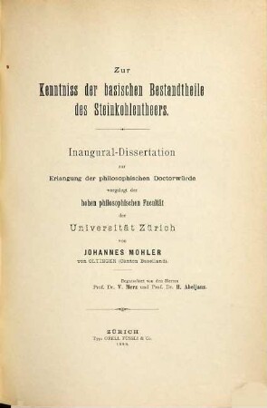 Zur Kenntniss der basischen Bestandtheile des Steinkohlentheers
