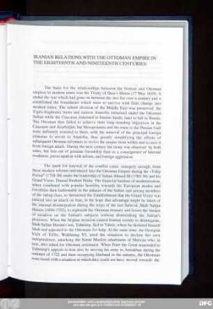 Iranian Relations With The Ottoman Empire In The Eighteenth And Nineteenth Centuries
