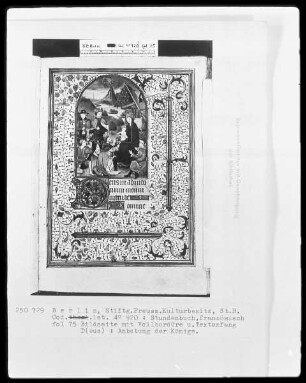 Lateinisches Stundenbuch — Anbetung der Könige, Folio 75recto