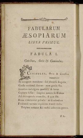 Fabularum Æsopiarum Liber Primus. = Livre Premier.