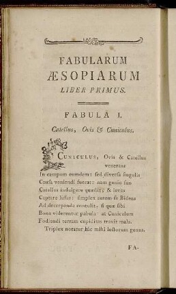 Fabularum Æsopiarum Liber Primus. = Livre Premier.