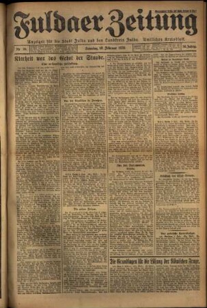 Erste Ausgabe vom Sonntag, den 10. Februar 1929.