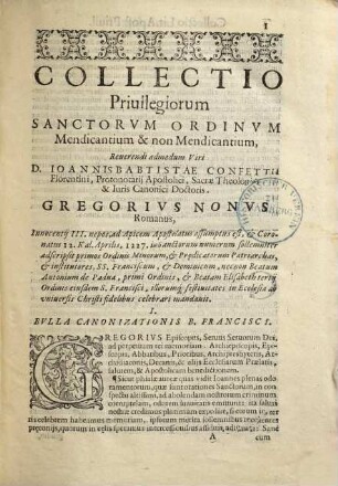 Privilegiorum sacrorum ordinum fratrum Mendicantium & non Mendicantium : collectio iuxta Sacri Concilii Tridentini ...