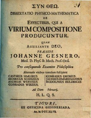 Diss. phys. math. de effectibus, qui a virium compositione producuntur
