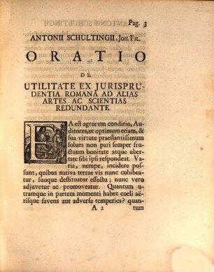 Oratio de utilitate ex iurisprudentia romana ad alias artes ac scientias redundante