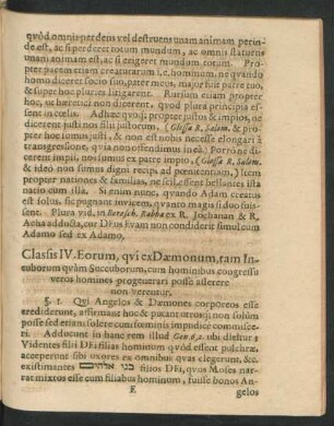 Classis IV. Eorum, qui exDaemonum, tam Incuborum quam Succuborum, cum hominibus congressu veros homines progenerari ...