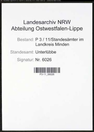 Heiratsregister Standesamt Unterlübbe