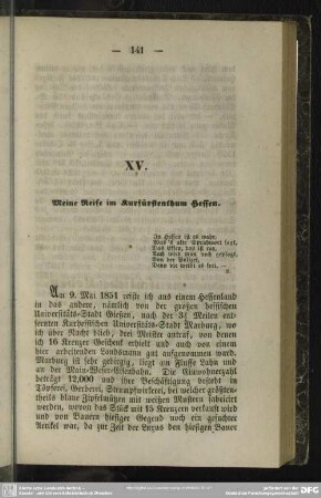 XV. Meine Reise im Kurfürstenthum Hessen