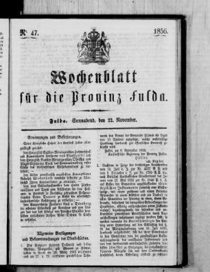 Nr. 47, Ausgabe vom 22. November 1856
