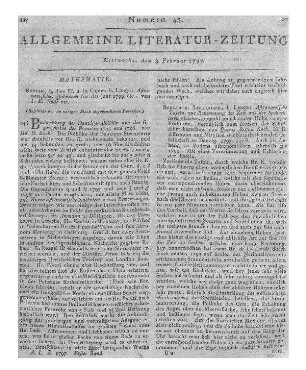Astronomisches Jahrbuch nebst einer Sammlung der neuesten in die astronomischen Wissenschaften einschlagenden Abhandlungen, Beobachtungen und Nachrichten etc. (Beschluß der im vorigen Stück abgebrochenen Recension)