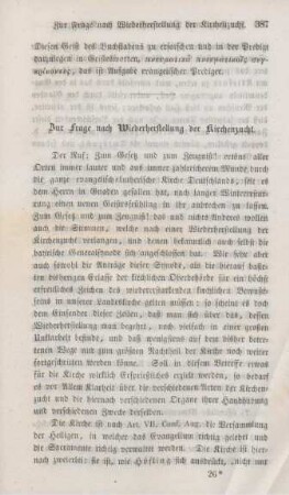 387-397 Zur Frage nach Wiederherstellung der Kirchenzucht