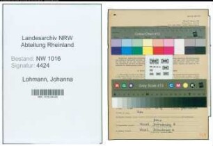 Entnazifizierung Johanna Lohmann , geb. 25.09.1891 (Geschaeftsfrau)