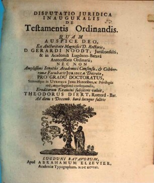 Disp. iur. inaug. de testamentis ordinandis