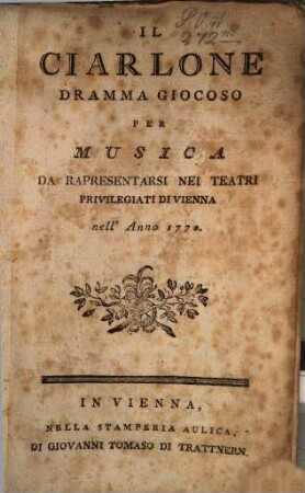 Il Ciarlone : Dramma giocoso